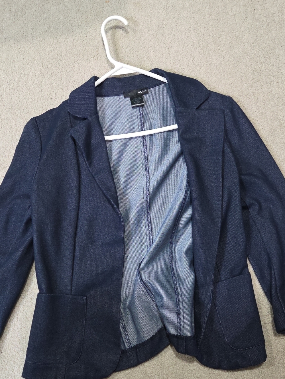 Aqua Dark Navy Single-Breasted Blazer Jacket Size Small